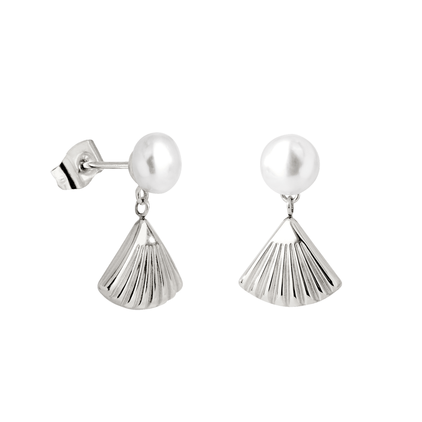 Pearl & Fan Orecchini Argento