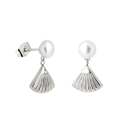 Pearl & Fan Orecchini Argento