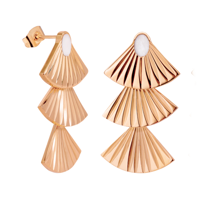 Triple Fan Orecchini Oro Rosa