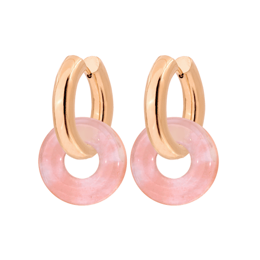 Chunky Peachy Donut Hoop Set Medium Oro Rosa