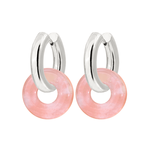 Chunky Peachy Donut Hoop Set Medium Argento