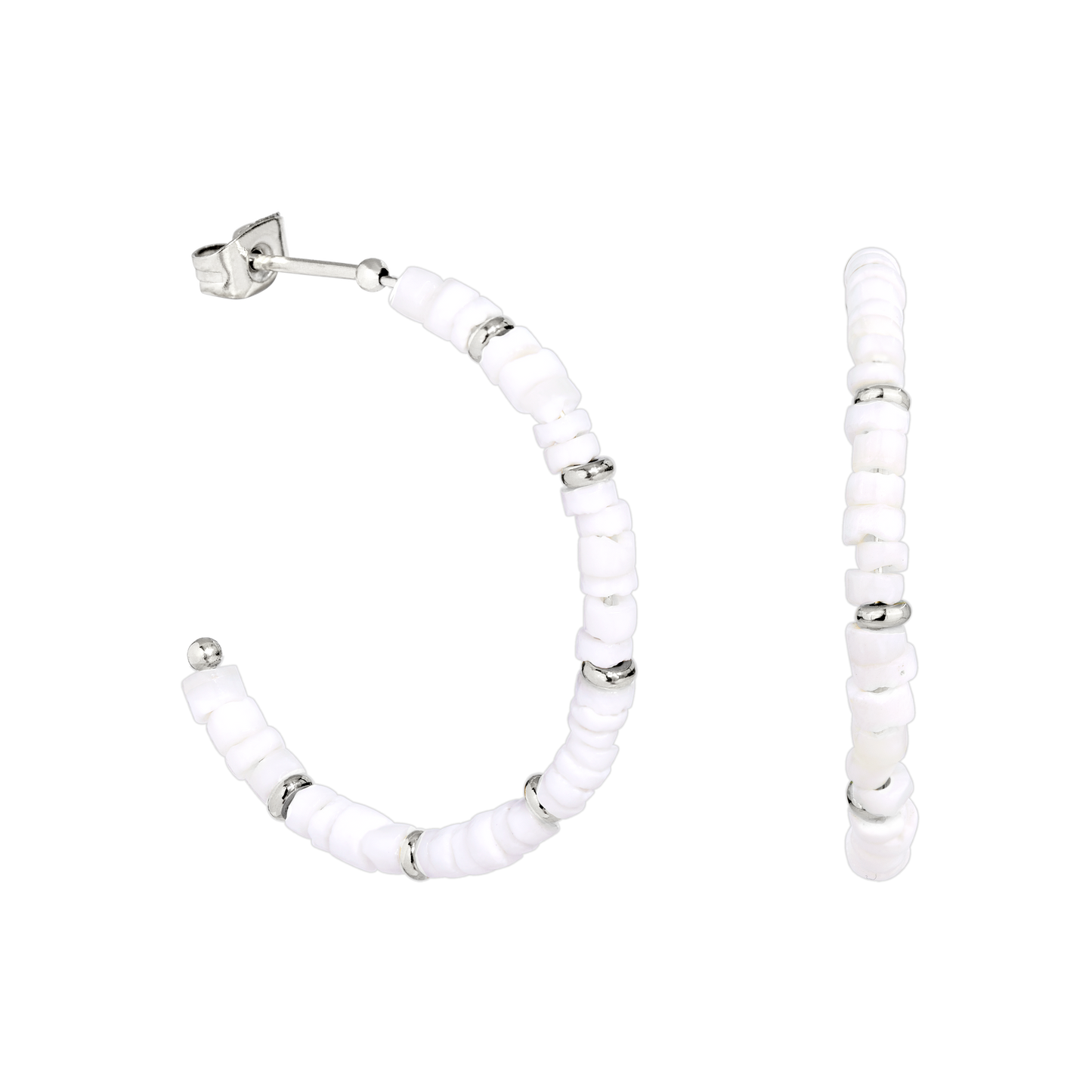 Puka Shell Hoop Orecchini Argento