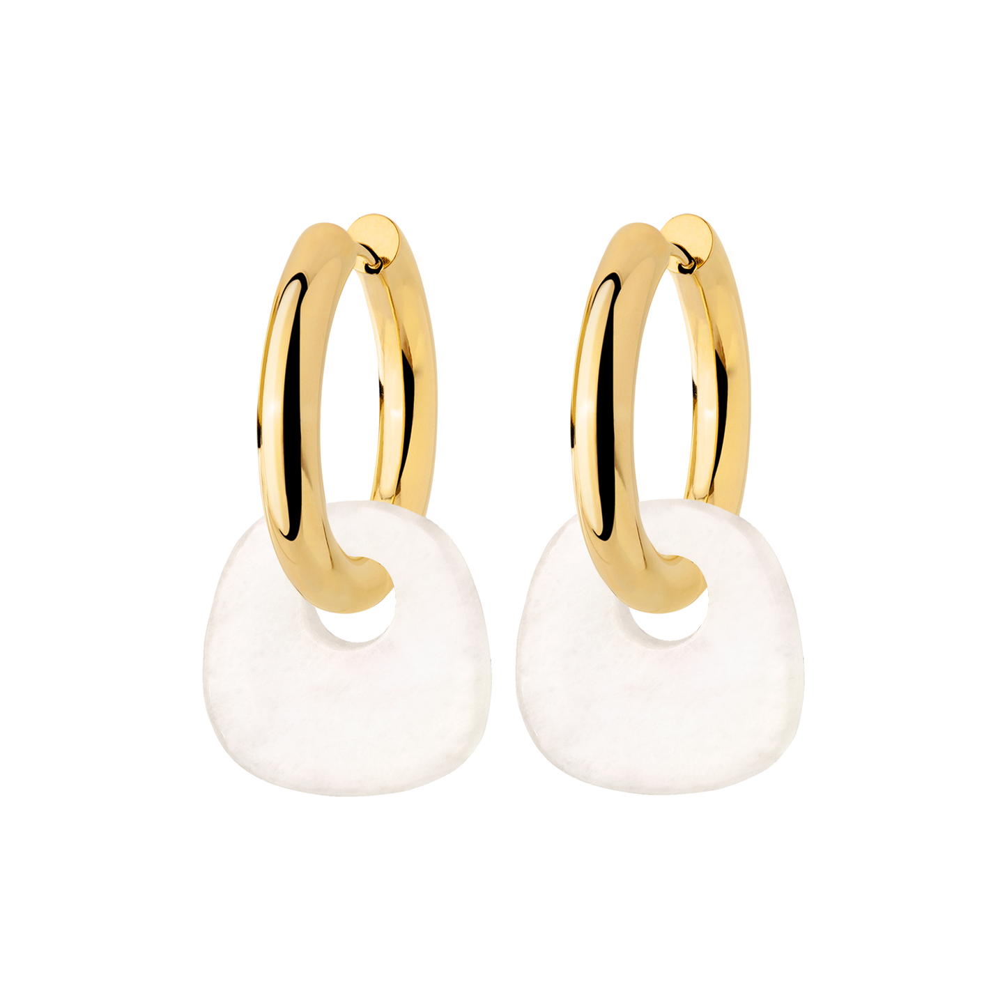 Chunky All White Hoop Set Medium Oro