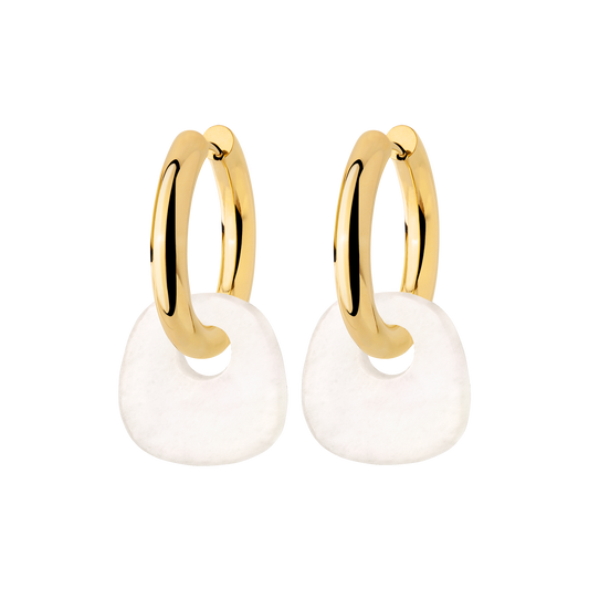 Chunky All White Hoop Set Medium Oro