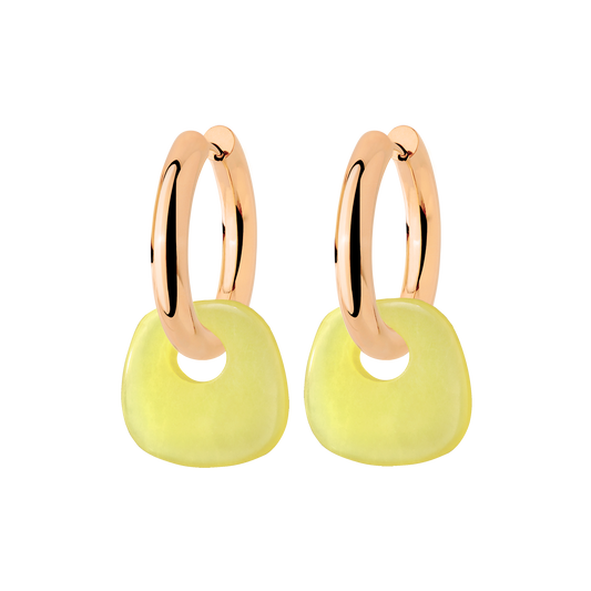 Chunky Lime Green Hoop Set Medium Oro Rosa