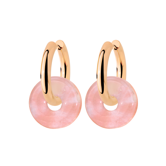Chunky Peachy Donut Hoop Set Medium Oro Rosa