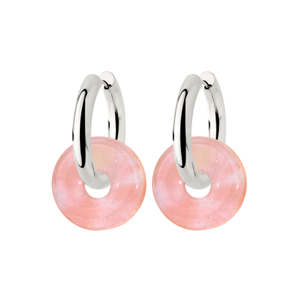 Chunky Peachy Donut Hoop Set Medium Argento