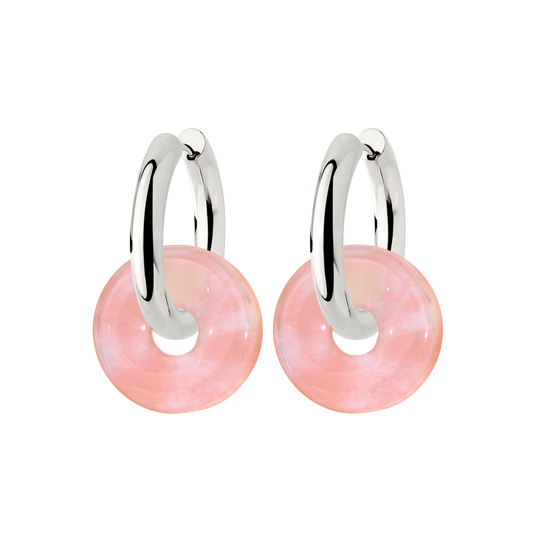 Chunky Peachy Donut Hoop Set Medium Argento