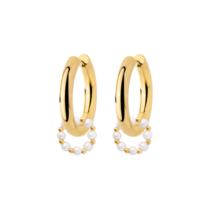 Chunky Pearl 'n' Beads Hoop Set Medium Oro