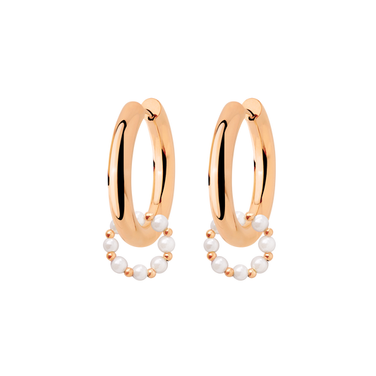 Chunky Pearl 'n' Beads Hoop Set Medium Oro Rosa
