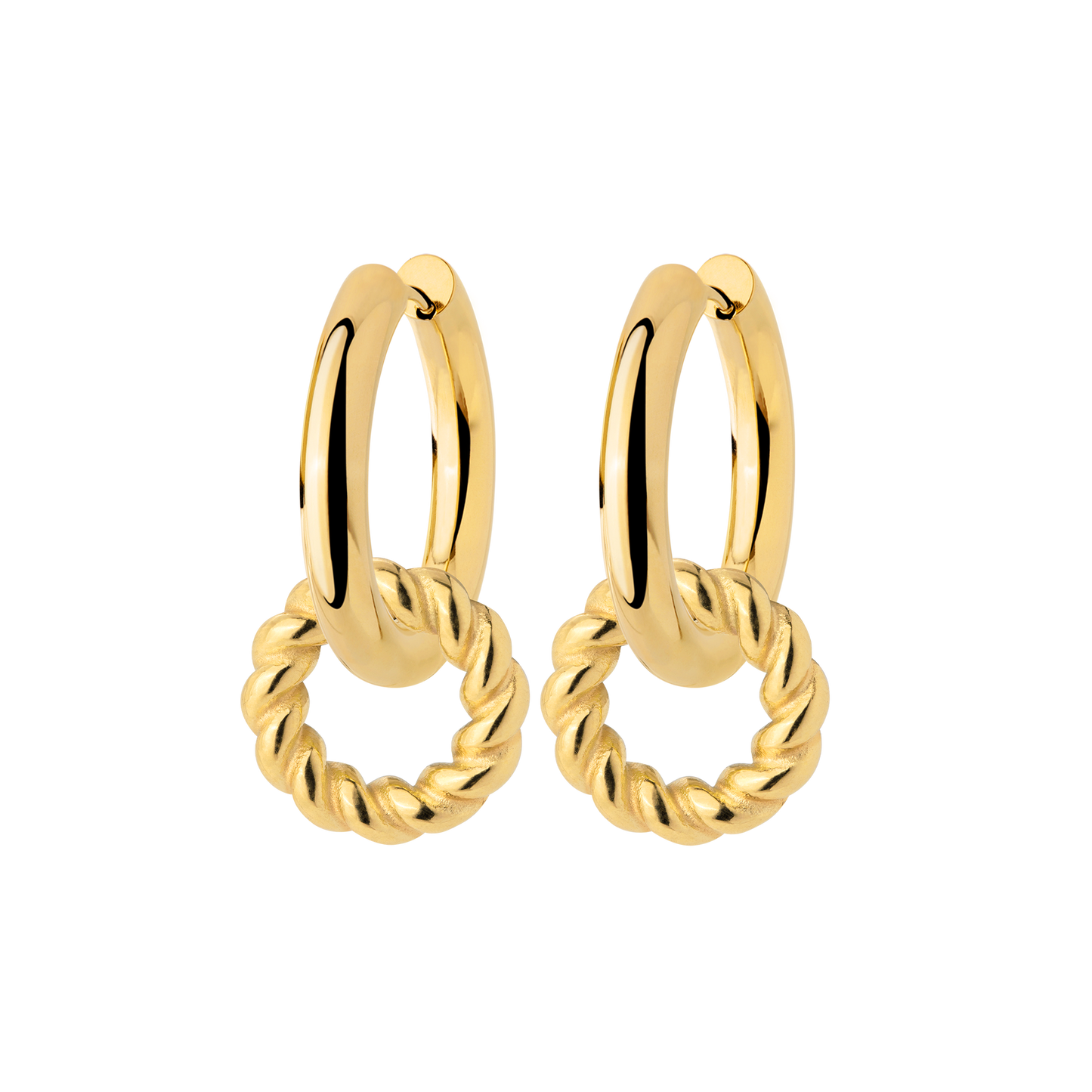 Chunky Twisted Donut Hoop Set Medium Oro