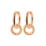 Chunky Twisted Donut Hoop Set Medium Oro Rosa