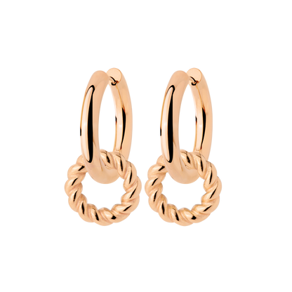 Chunky Twisted Donut Hoop Set Medium Oro Rosa