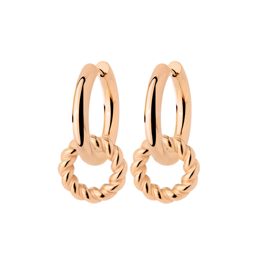 Chunky Twisted Donut Hoop Set Medium Oro Rosa