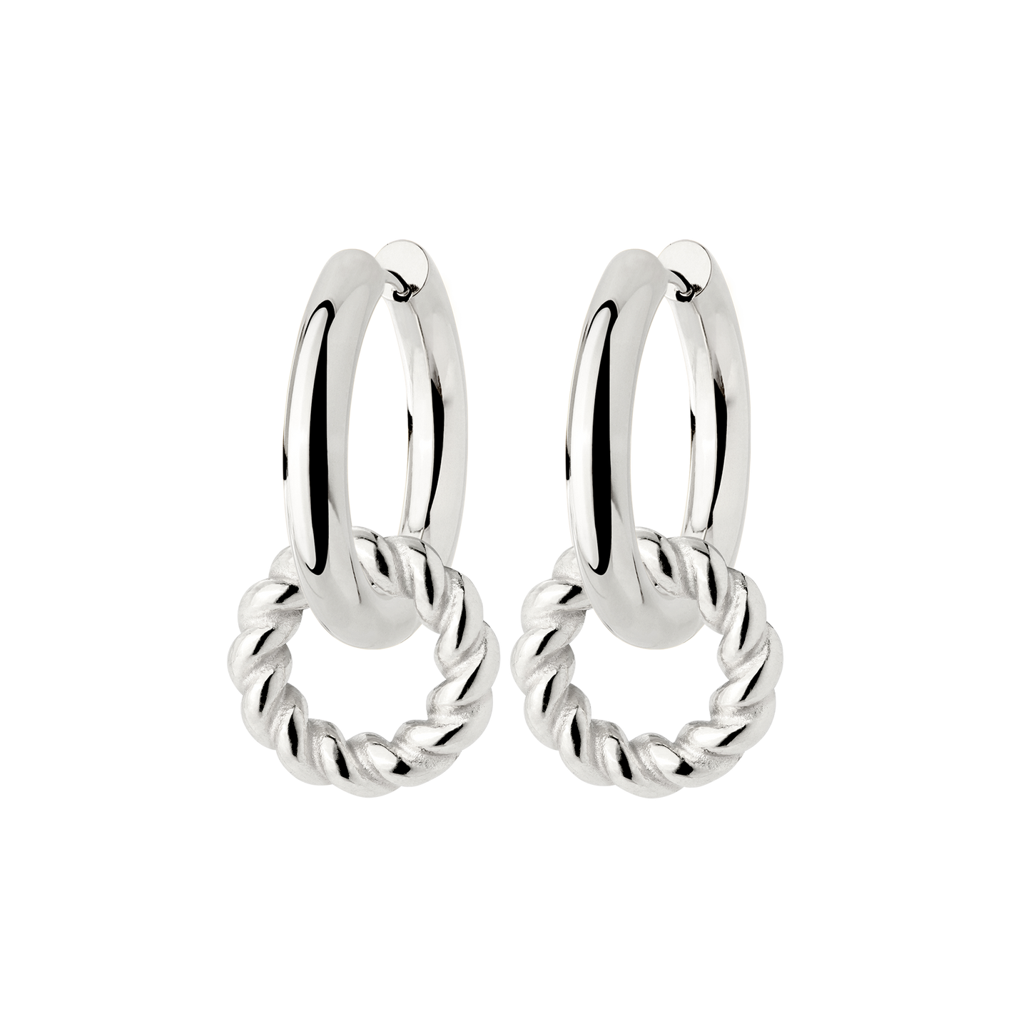 Chunky Twisted Donut Hoop Set Medium Argento