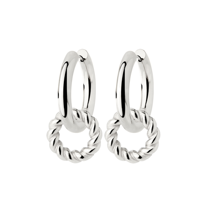 Chunky Twisted Donut Hoop Set Medium Argento