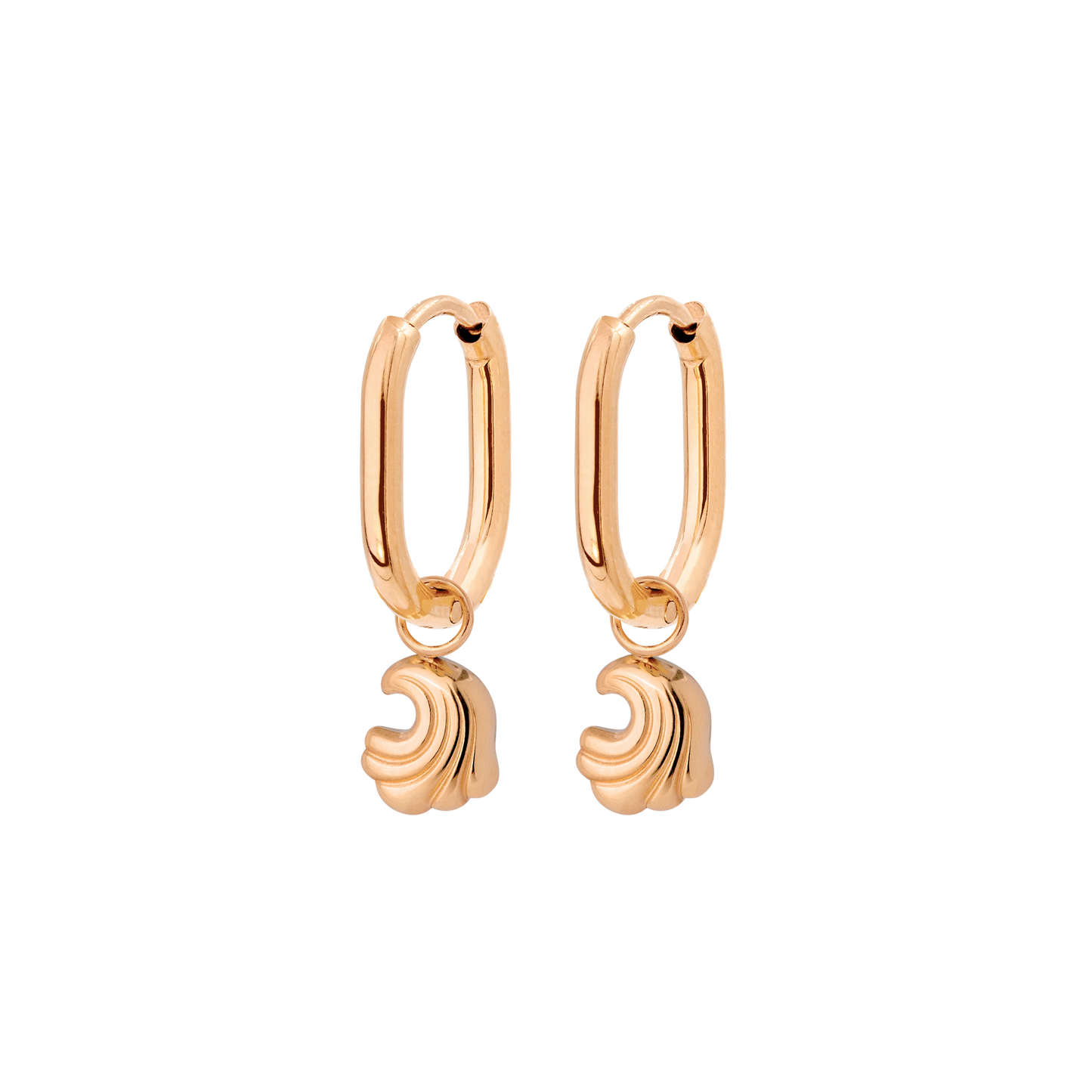Curvy Wave Oval Hoop Set Baby Oro Rosa