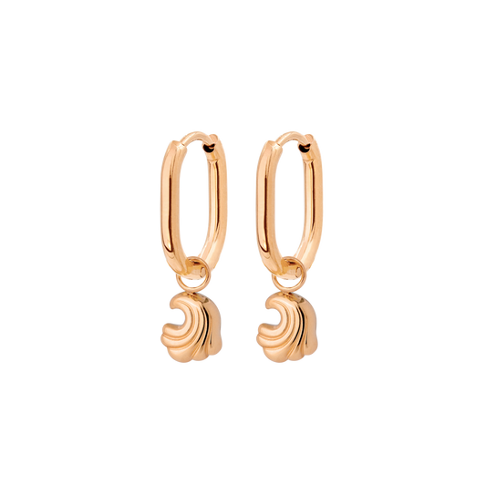 Curvy Wave Oval Hoop Set Baby Oro Rosa