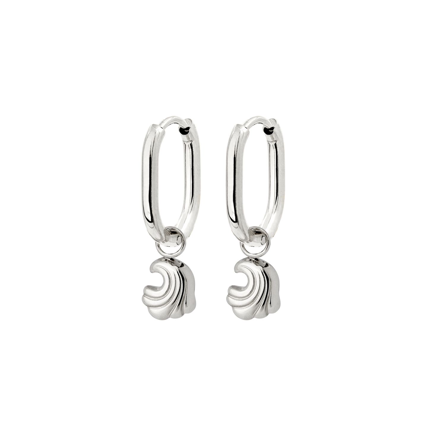 Curvy Wave Oval Hoop Set Baby Argento