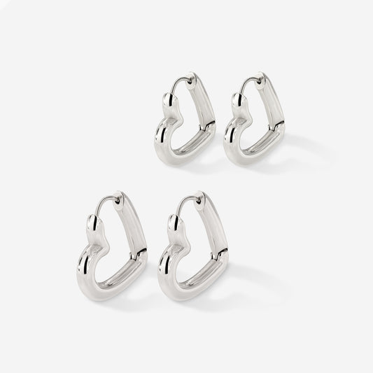 Phat Heart Hoop Bundle Argento