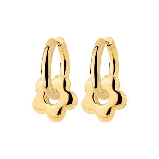 Chunky Bubble Flower Hoop Set Medium Oro