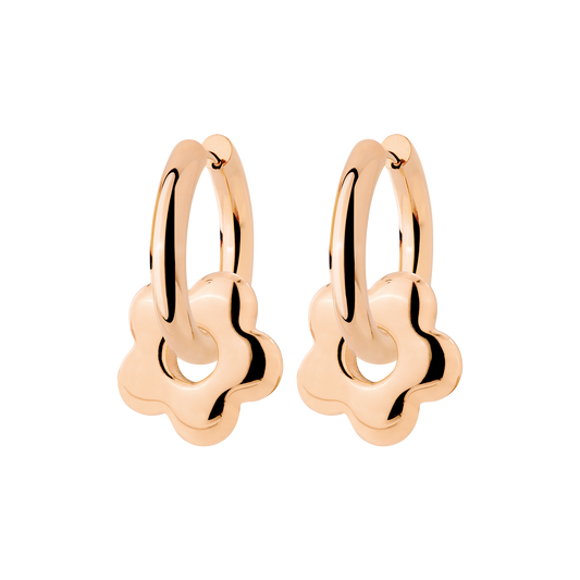 Chunky Bubble Flower Hoop Set Medium Oro Rosa