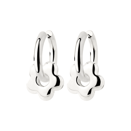 Chunky Bubble Flower Hoop Set Medium Argento