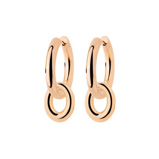 Chunky Oval Donut Hoop Set Medium Oro Rosa