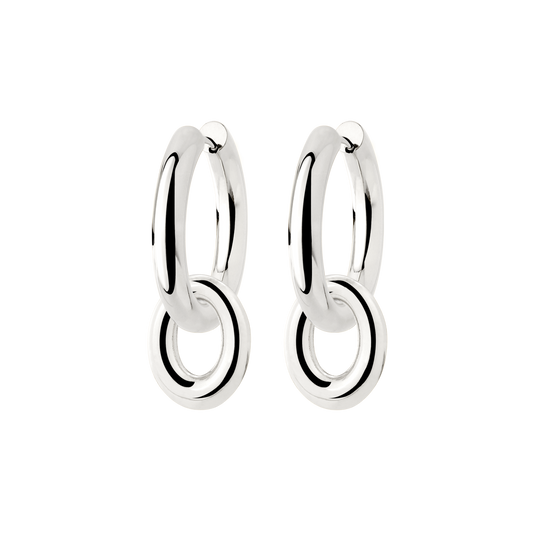 Chunky Oval Donut Hoop Set Medium Argento