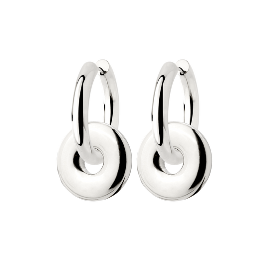 Chunky Sleek Donut Hoop Set Medium Argento