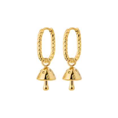 Cute Mushroom Twisted Oval Hoop Set Baby Oro