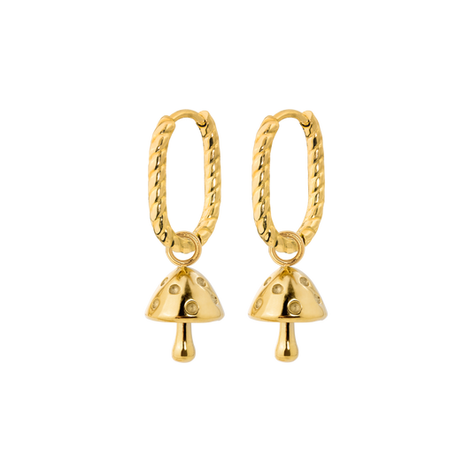 Cute Mushroom Twisted Oval Hoop Set Baby Oro