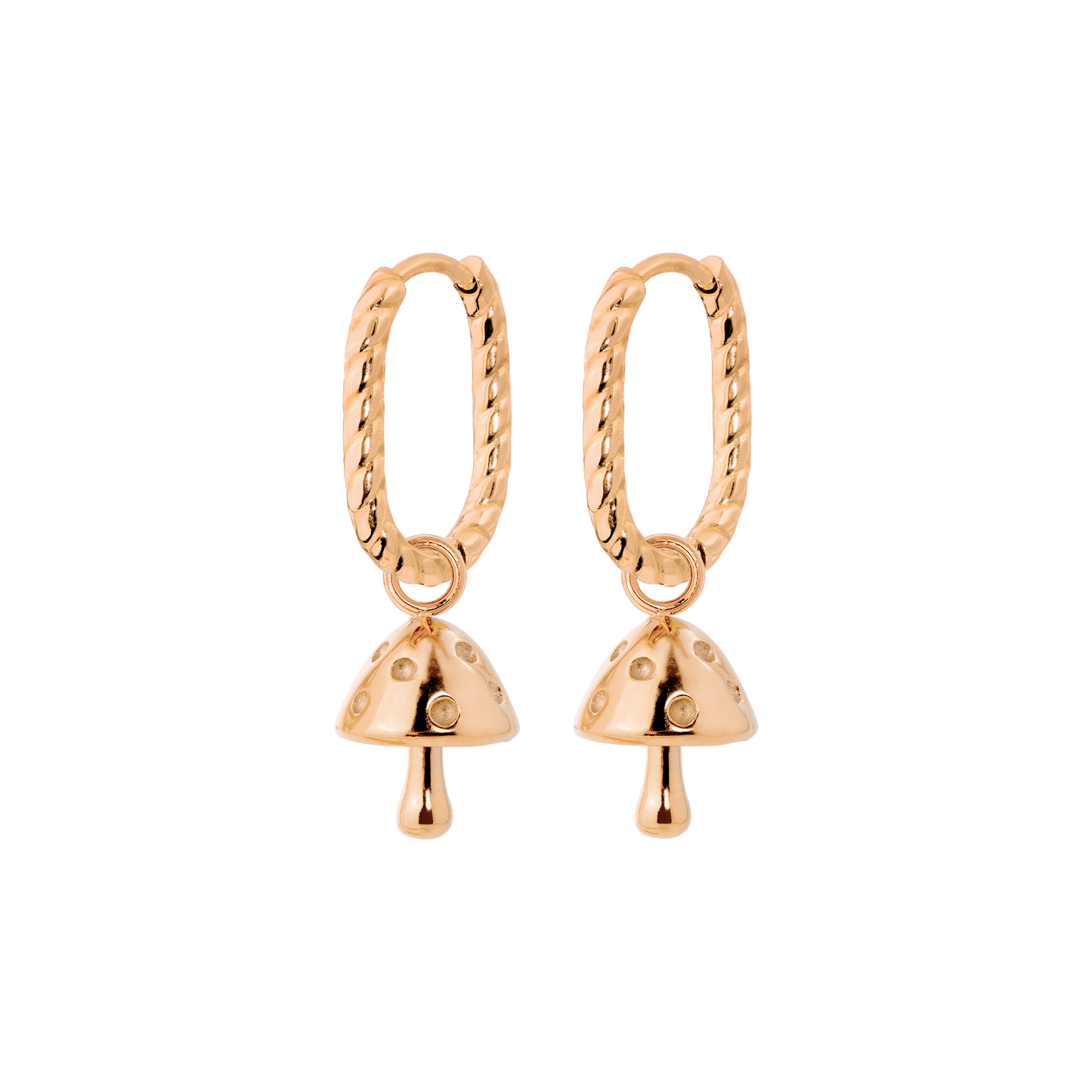 Cute Mushroom Twisted Oval Hoop Set Baby Oro Rosa