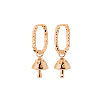 Cute Mushroom Twisted Oval Hoop Set Baby Oro Rosa