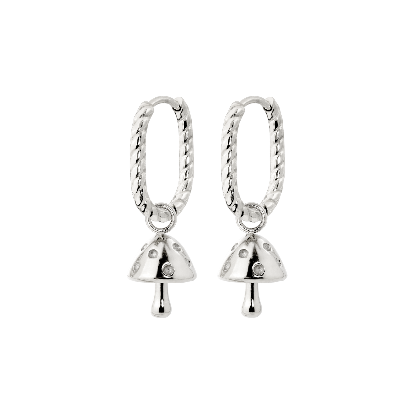 Cute Mushroom Twisted Oval Hoop Set Baby Argento