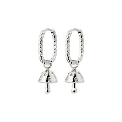 Cute Mushroom Twisted Oval Hoop Set Baby Argento