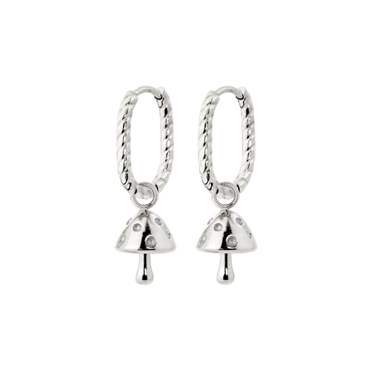 Cute Mushroom Twisted Oval Hoop Set Baby Argento