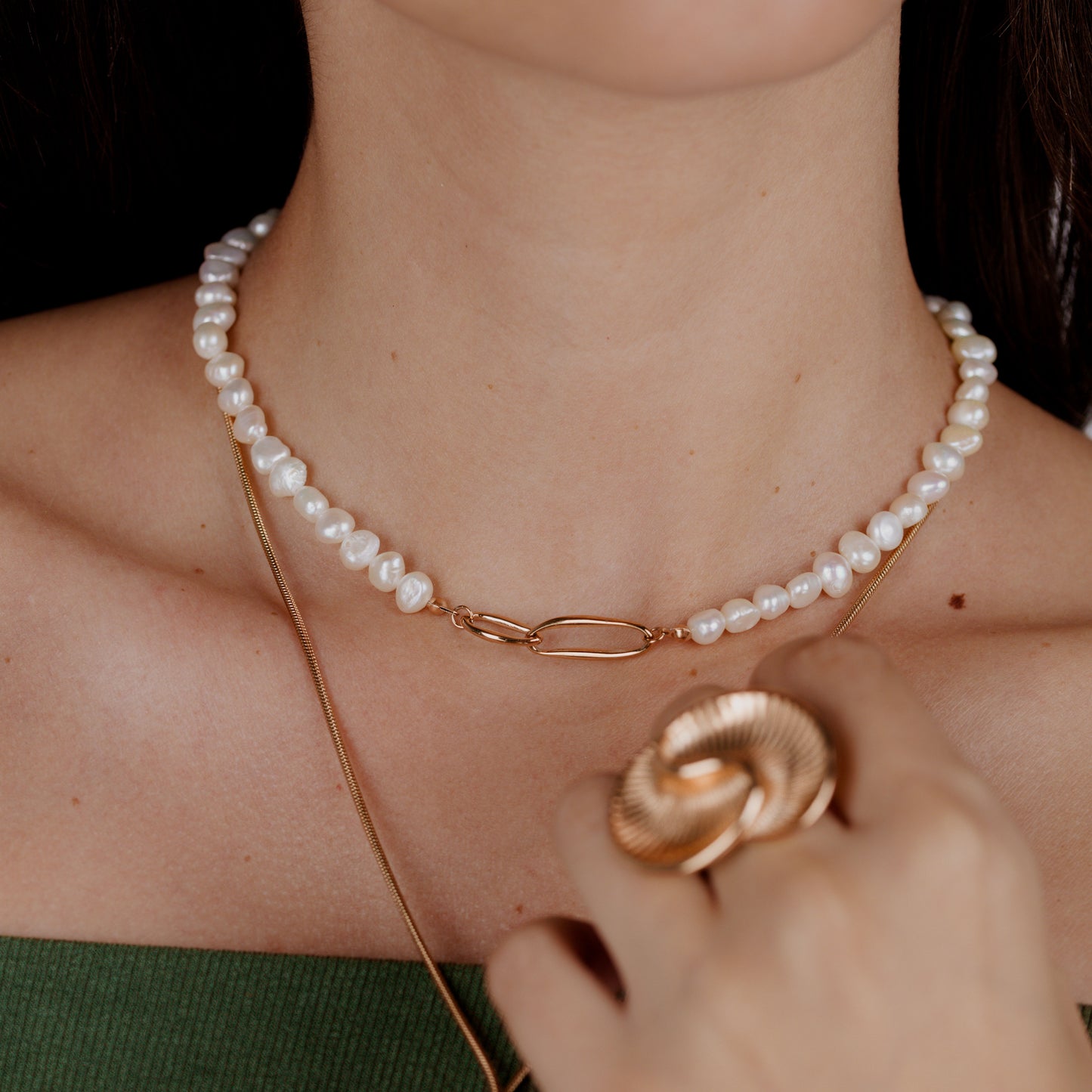 Fluidity Pearl Collana Oro Rosa