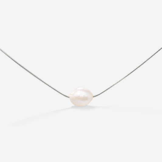 Minimalist Pearl Collana Argento