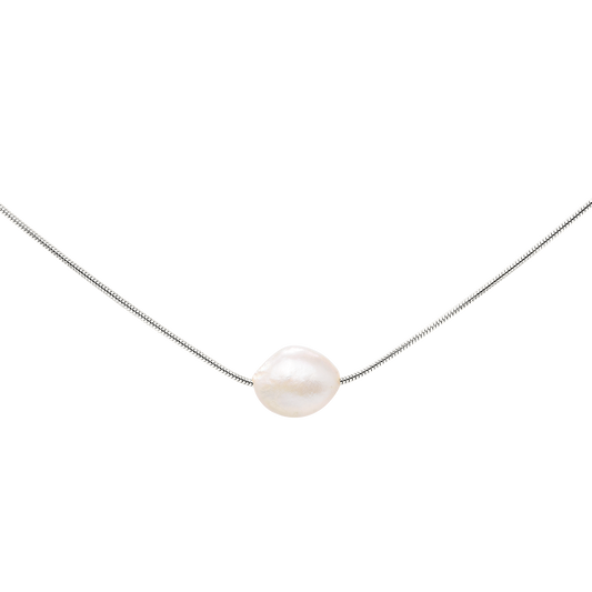 Minimalist Pearl Collana Argento