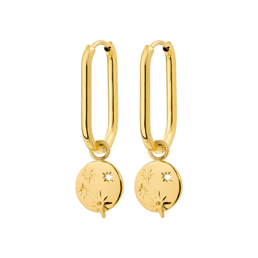 Shiny Stars Oval Hoop Set Small Oro