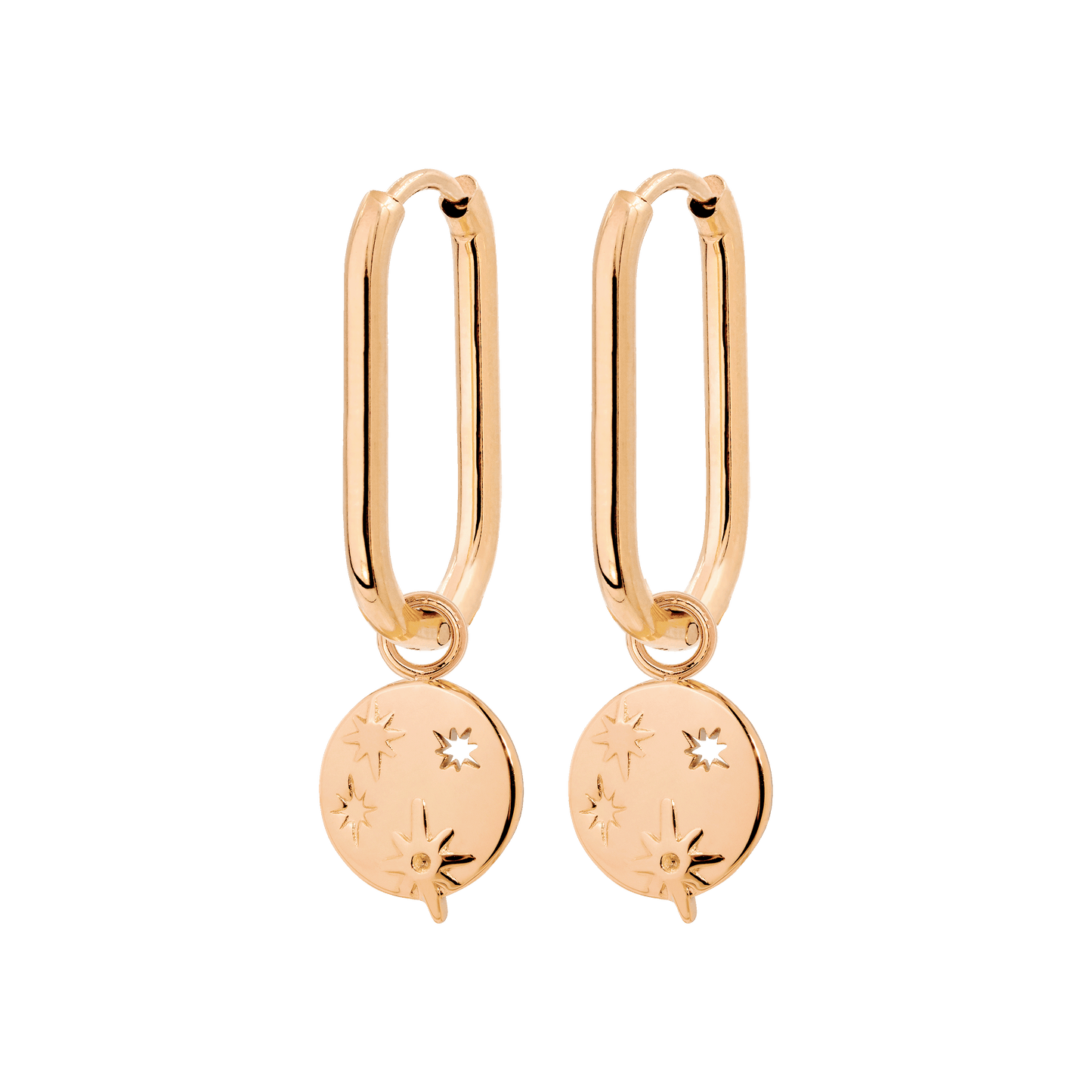 Shiny Stars Oval Hoop Set Small Oro Rosa