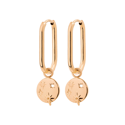 Shiny Stars Oval Hoop Set Small Oro Rosa