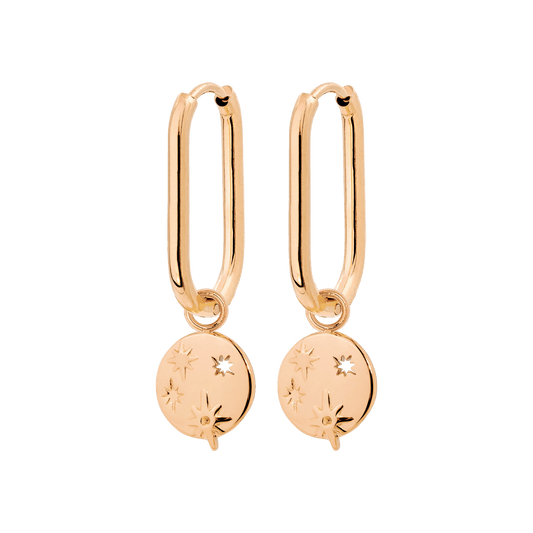 Shiny Stars Oval Hoop Set Small Oro Rosa