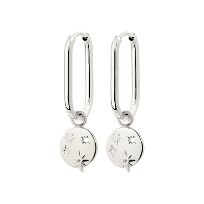 Shiny Stars Oval Hoop Set Small Argento