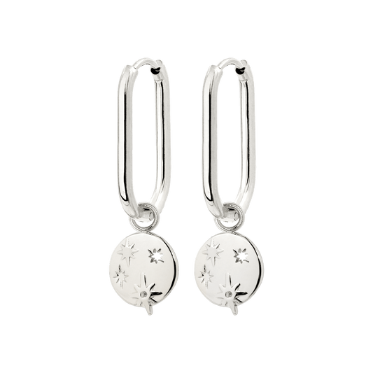 Shiny Stars Oval Hoop Set Small Argento