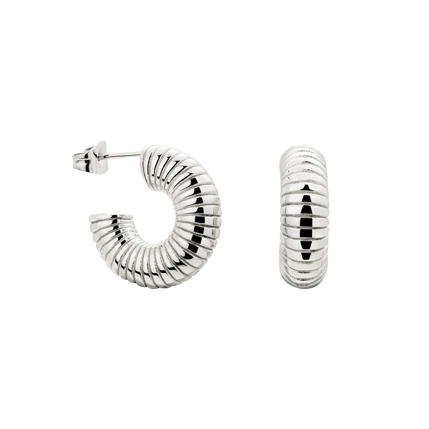 Spiral of Love Hoop Studs Small Argento