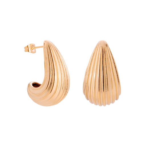Textured Droplet Orecchini Large Oro Rosa