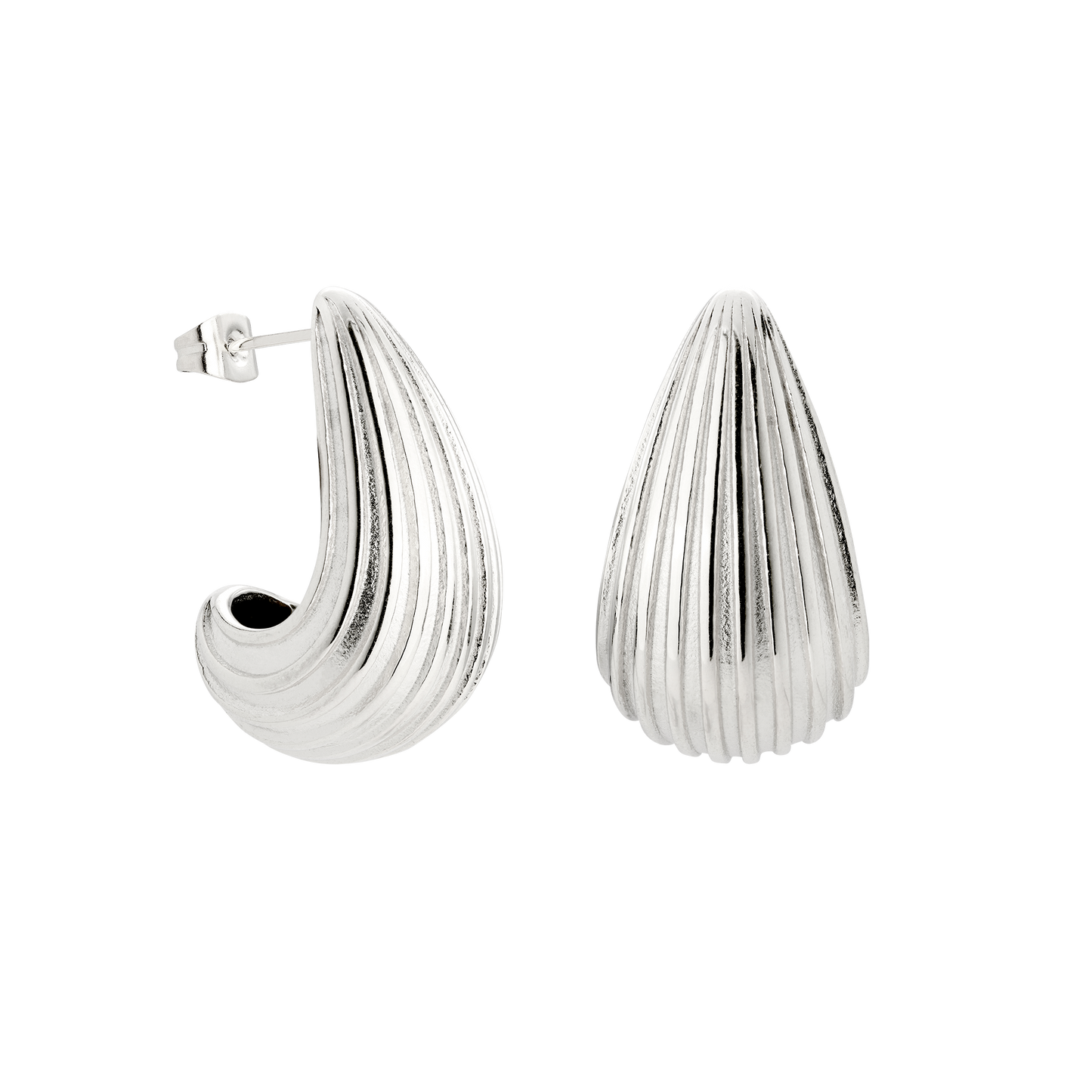 Textured Droplet Orecchini Large Argento