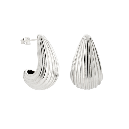 Textured Droplet Orecchini Large Argento